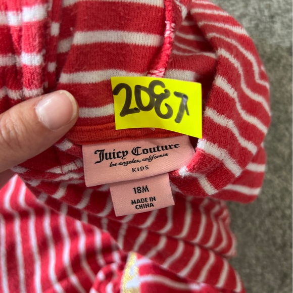 juice couture romper baby girls 18M pink white stripes hooded terry beach casual - Picture 6 of 7